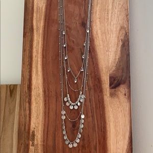 Multi Layered Rhodium Necklace